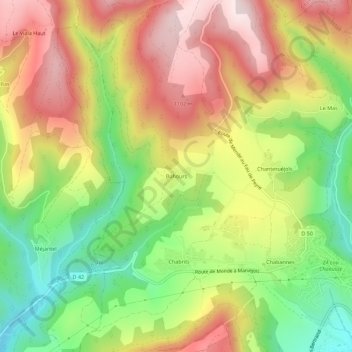 Bahours地形图、海拔、地势