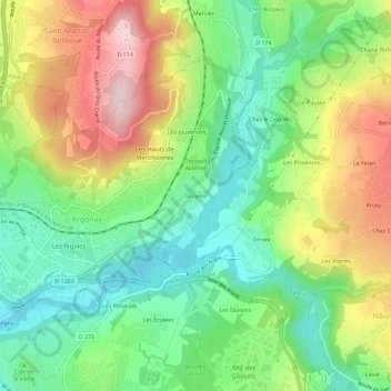 Gruyère地形图、海拔、地势
