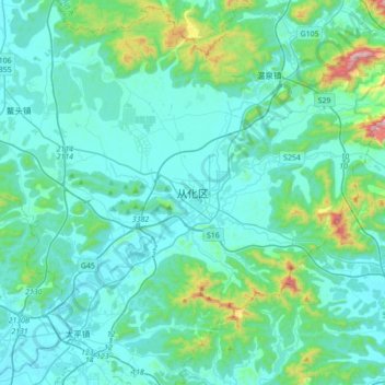 从化区地形图、海拔、地势