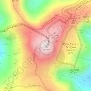 Mount Washington地形图、海拔、地势