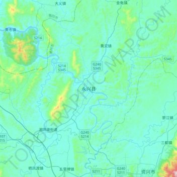 永兴县地形图、海拔、地势
