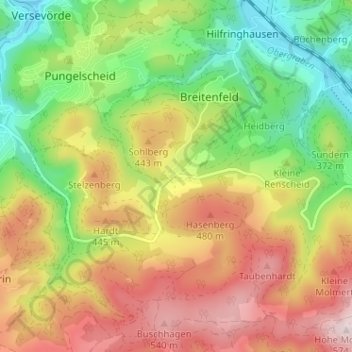 Selscheid地形图、海拔、地势
