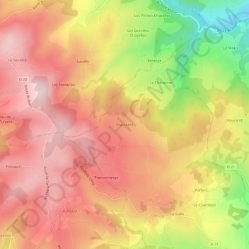 Prandière地形图、海拔、地势