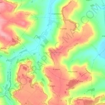 Lagarde-Fimarcon地形图、海拔、地势