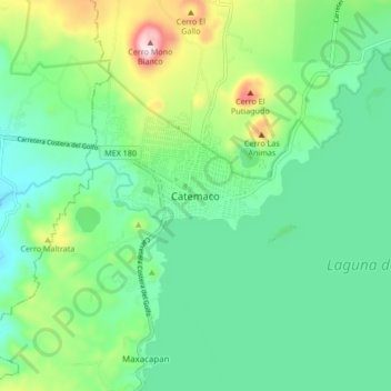 Catemaco地形图、海拔、地势