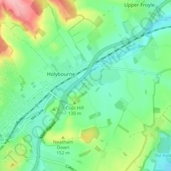 Neatham地形图、海拔、地势