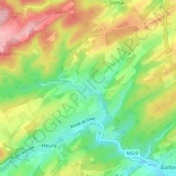 Moressée地形图、海拔、地势