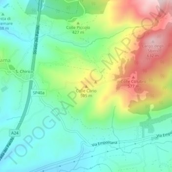 Colle Cario地形图、海拔、地势