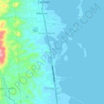 Dawis Sur地形图、海拔、地势