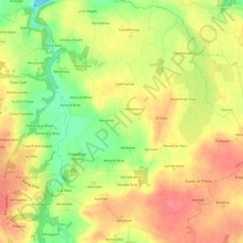 Squern地形图、海拔、地势