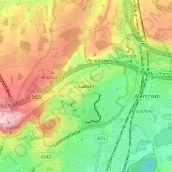 Gatton地形图、海拔、地势
