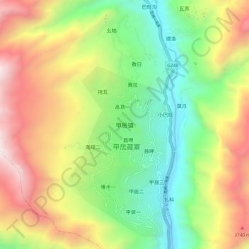 甲居镇地形图、海拔、地势