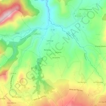 Theus地形图、海拔、地势