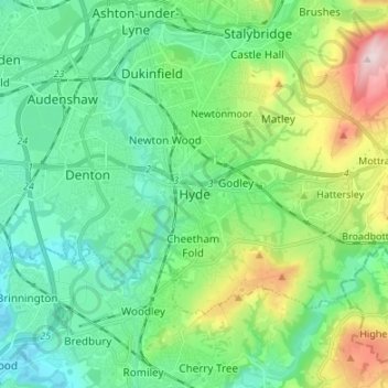 Hyde地形图、海拔、地势