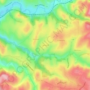 Chambaud地形图、海拔、地势