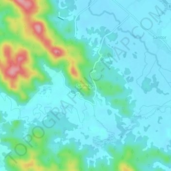 Santiago地形图、海拔、地势