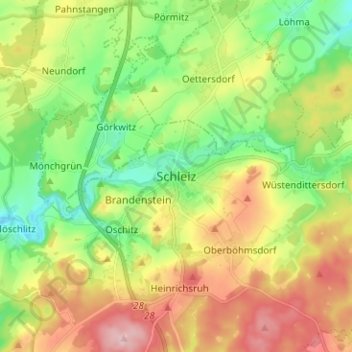 Schleiz地形图、海拔、地势