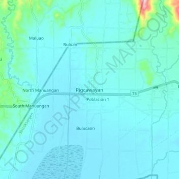 Pigcawayan地形图、海拔、地势
