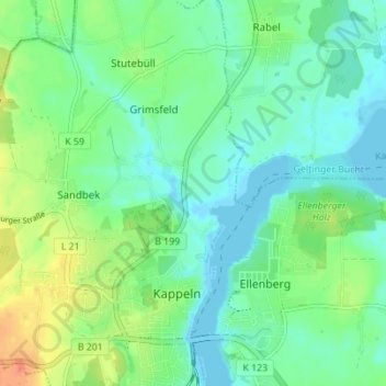 Grimsberg地形图、海拔、地势