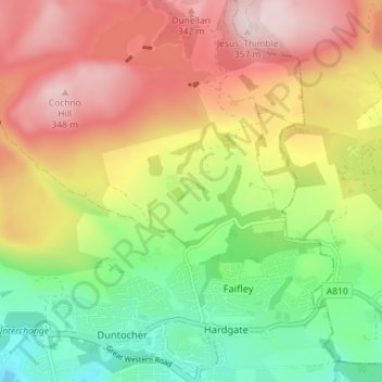 Cochno地形图、海拔、地势