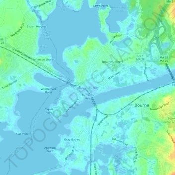 Buzzards Bay地形图、海拔、地势