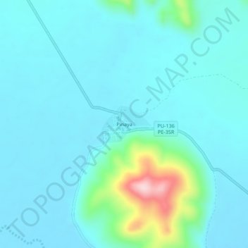 Pinaya地形图、海拔、地势