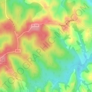 Hardoia地形图、海拔、地势