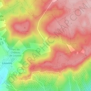 Hameau de Vertuelle地形图、海拔、地势