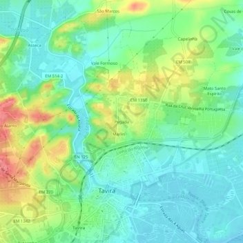Pégada地形图、海拔、地势