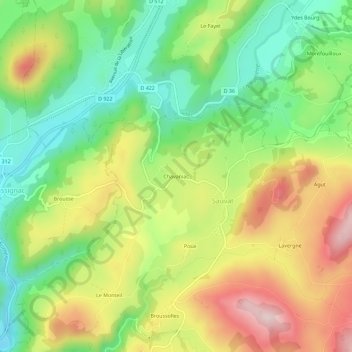Chavaniac地形图、海拔、地势