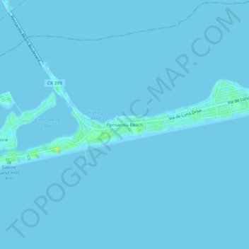 Pensacola Beach地形图、海拔、地势