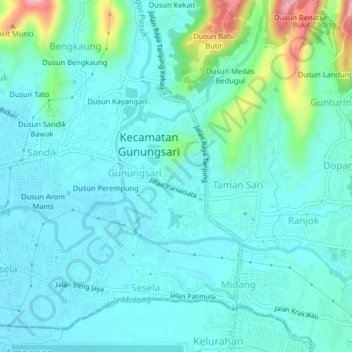 Dusun Balekuwu地形图、海拔、地势