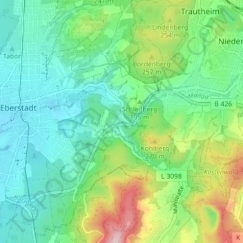 Kühler Grund地形图、海拔、地势