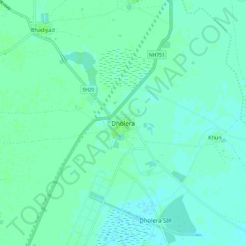 Dholera地形图、海拔、地势