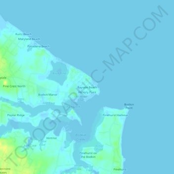 Bayside Beach地形图、海拔、地势