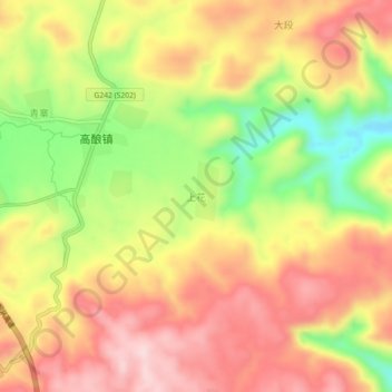 上花地形图、海拔、地势