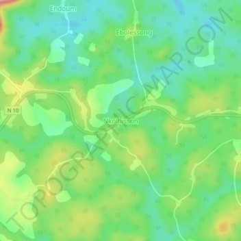 Nkolbisson地形图、海拔、地势