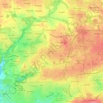 Loscoat地形图、海拔、地势