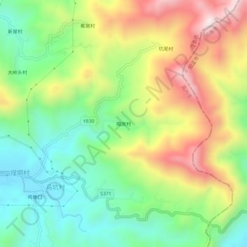 暗炭村地形图、海拔、地势