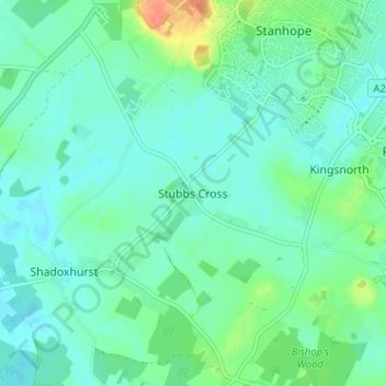 Stubbs Cross地形图、海拔、地势