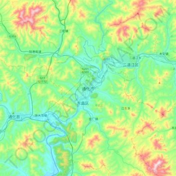 通化市地形图、海拔、地势