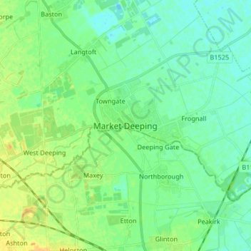 Market Deeping地形图、海拔、地势