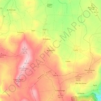 Montellos地形图、海拔、地势