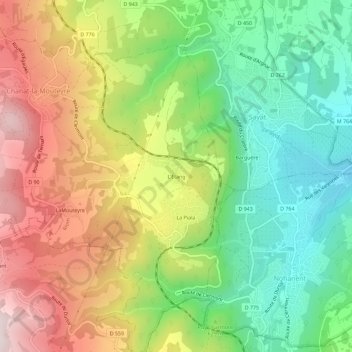 L'Étang地形图、海拔、地势