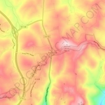 Fancy Gap地形图、海拔、地势