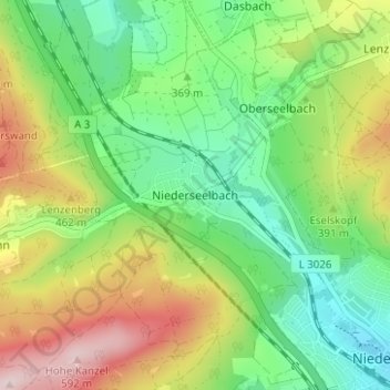 Niederseelbach地形图、海拔、地势
