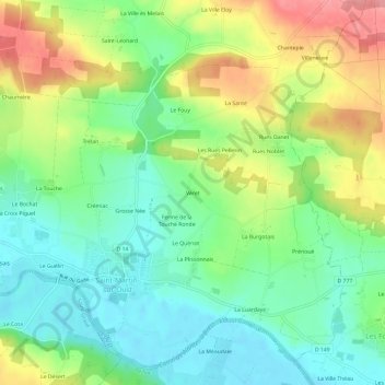 Véret地形图、海拔、地势