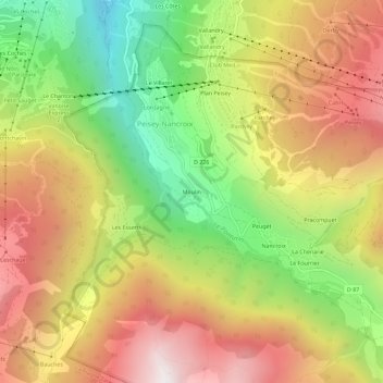 Moulin地形图、海拔、地势