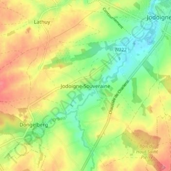Jodoigne-Souveraine地形图、海拔、地势