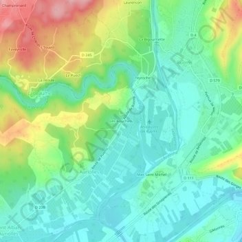 Les Bouchets地形图、海拔、地势